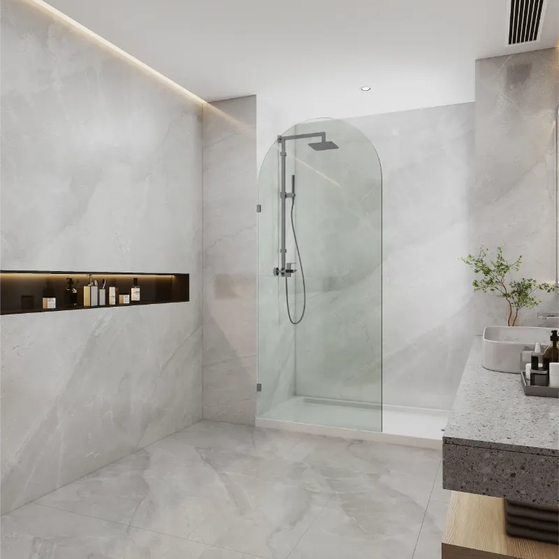 COVEY Frameless Walk-in Single Panel Top Arch Clear Glass Shower Screen