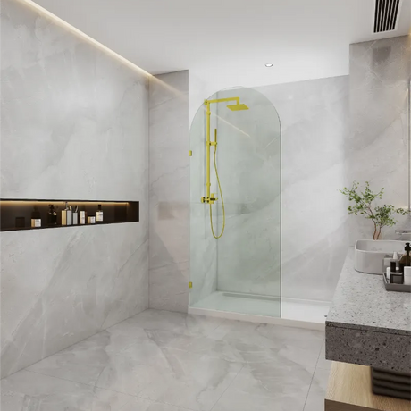 COVEY Frameless Walk-in Single Panel Top Arch Clear Glass Shower Screen