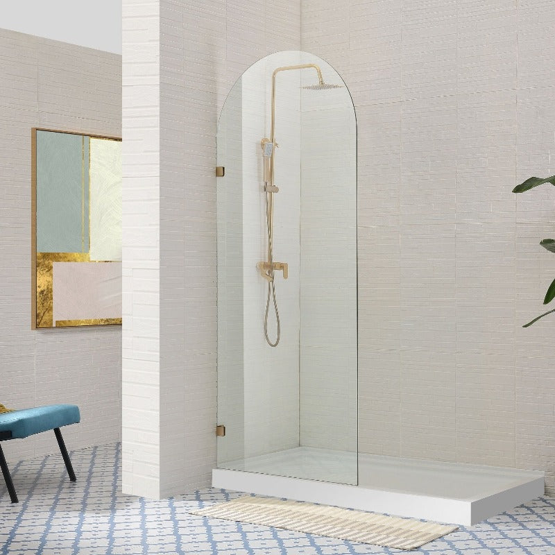 COVEY Frameless Walk-in Single Panel Top Arch Clear Glass Shower Screen