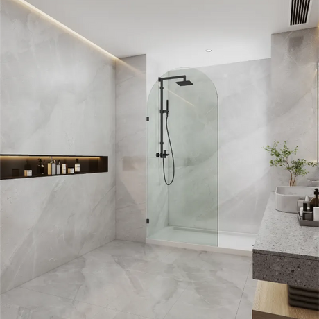COVEY Frameless Walk-in Single Panel Top Arch Clear Glass Shower Screen