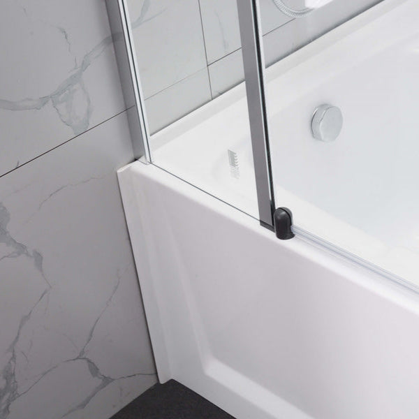 COVEY Frameless Double Swival Panel with Curved Corner Clear Bathtub Screen