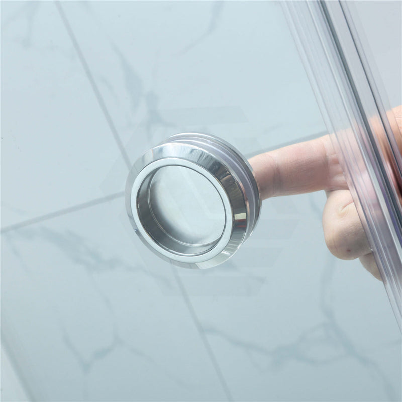 COVEY Wall To Wall Frameless Single Sliding Door Shower Screen Round Handle 870-1180mm