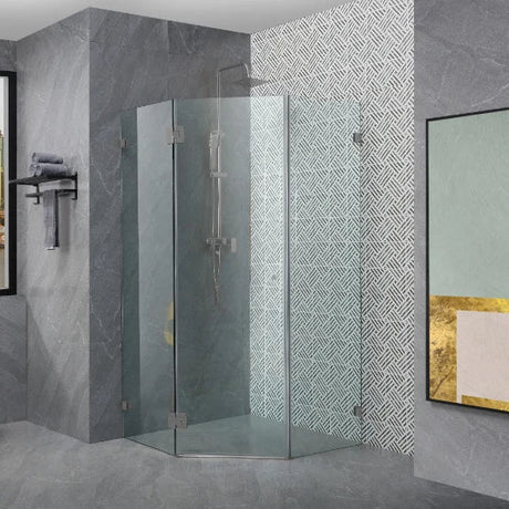 COVEY Wall To Wall Diamond Frameless Pivot Hinge Door Shower Screen
