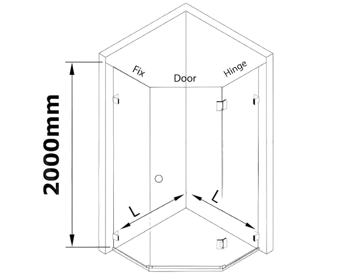 COVEY Wall To Wall Diamond Frameless Pivot Hinge Door Shower Screen