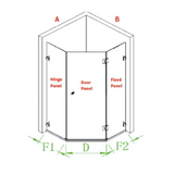 COVEY Wall To Wall Diamond Frameless Pivot Hinge Door Shower Screen
