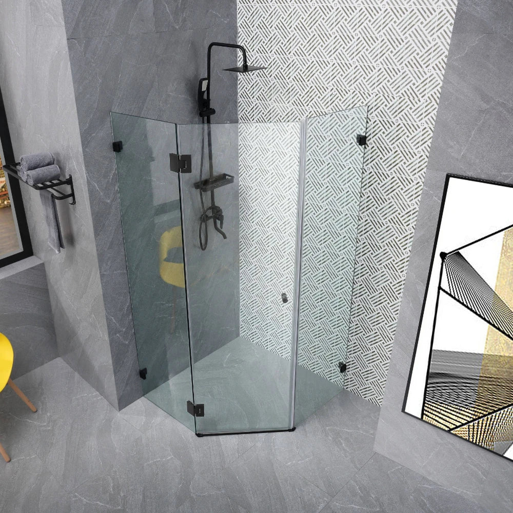 COVEY Wall To Wall Diamond Frameless Pivot Hinge Door Shower Screen