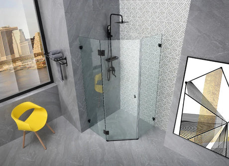 COVEY Wall To Wall Diamond Frameless Pivot Hinge Door Shower Screen
