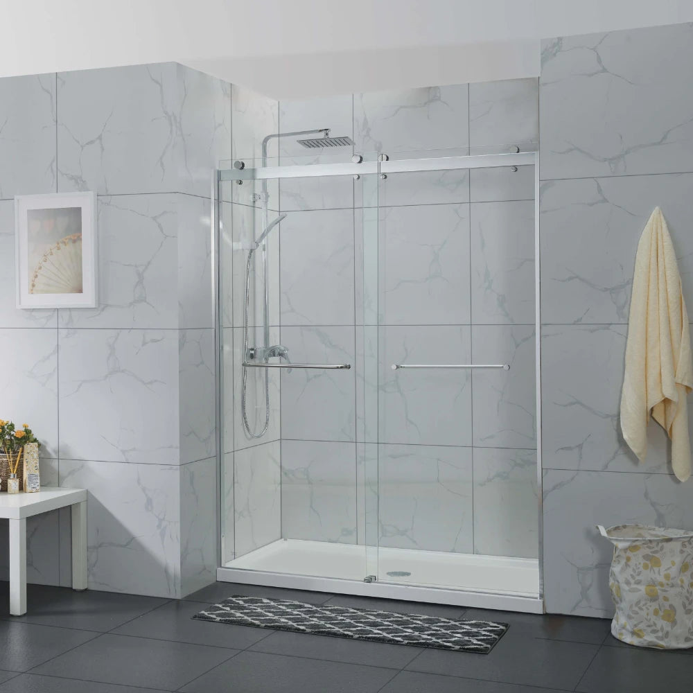 COVEY Wall To Wall Frameless Double Sliding Door Shower Screen (By-pass Sliding Door)
