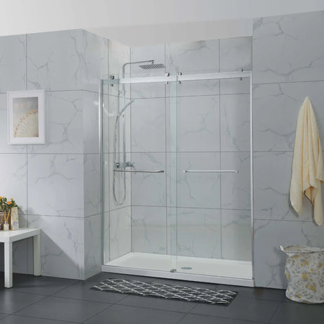 COVEY Wall To Wall Frameless Double Sliding Door Shower Screen (By-pass Sliding Door)