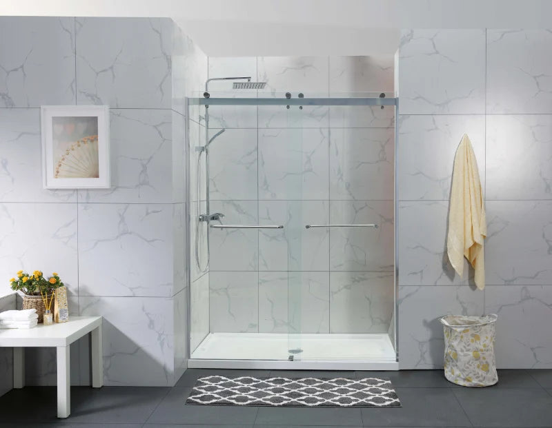 COVEY Wall To Wall Frameless Double Sliding Door Shower Screen (By-pass Sliding Door)