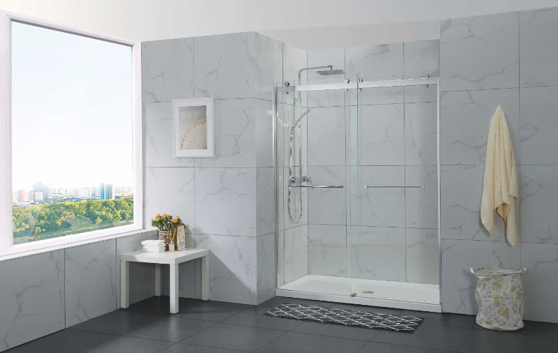 COVEY Wall To Wall Frameless Double Sliding Door Shower Screen (By-pass Sliding Door)
