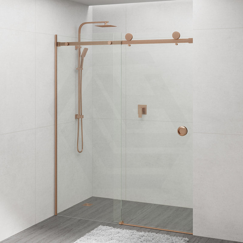 COVEY Wall To Wall Frameless Single Sliding Door Shower Screen Round Handle 870-1180mm