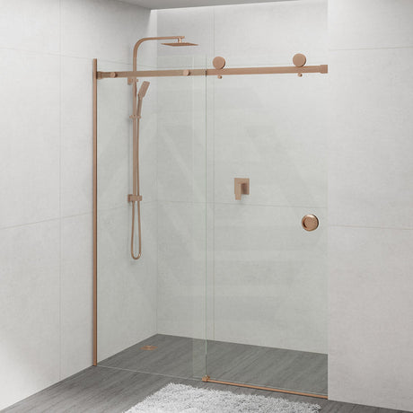 COVEY Wall To Wall Frameless Single Sliding Door Shower Screen Round Handle 870-1180mm