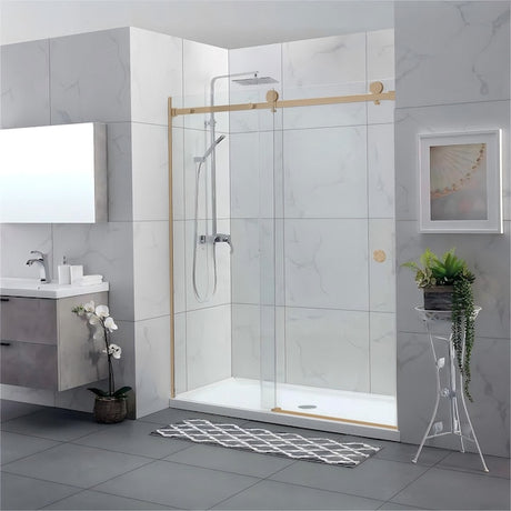 COVEY Wall To Wall Frameless Single Sliding Door Shower Screen Round Handle 870-1180mm