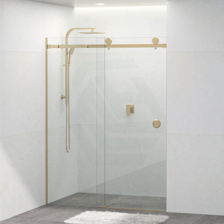 COVEY Wall To Wall Frameless Single Sliding Door Shower Screen Round Handle 870-1180mm