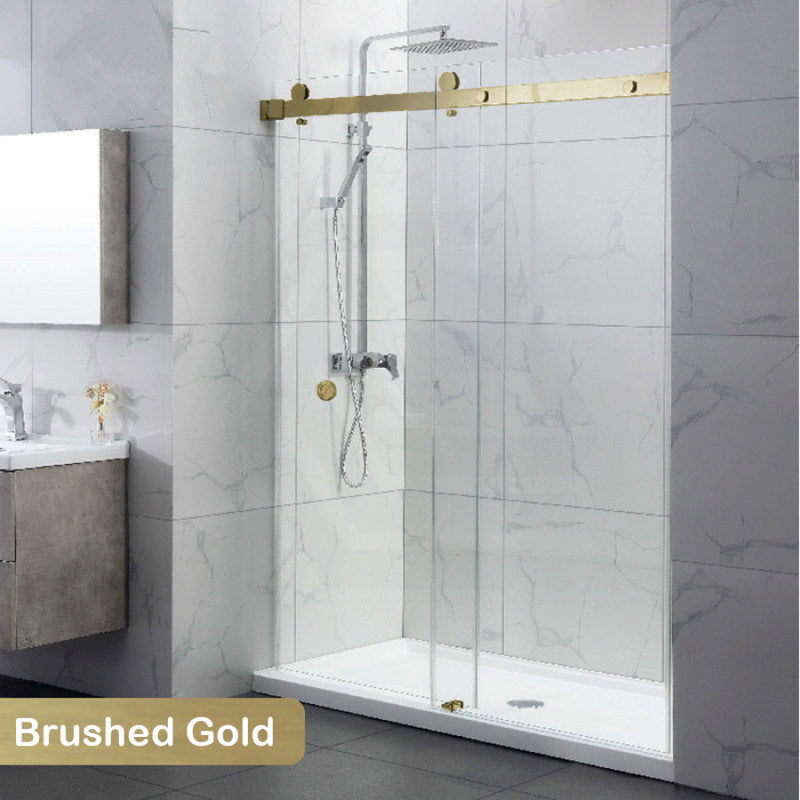 COVEY Wall To Wall Frameless Single Sliding Door Shower Screen Round Handle 870-1180mm