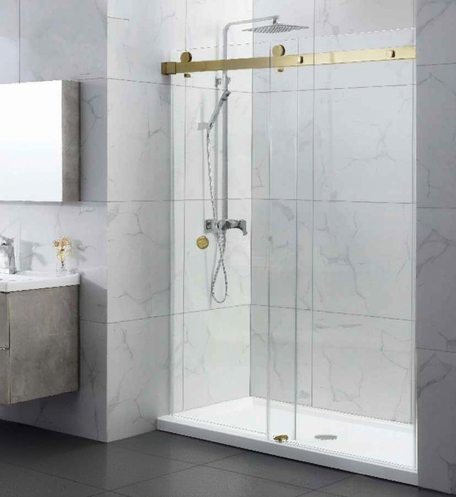 COVEY Wall To Wall Frameless Single Sliding Door Shower Screen Round Handle 870-1180mm