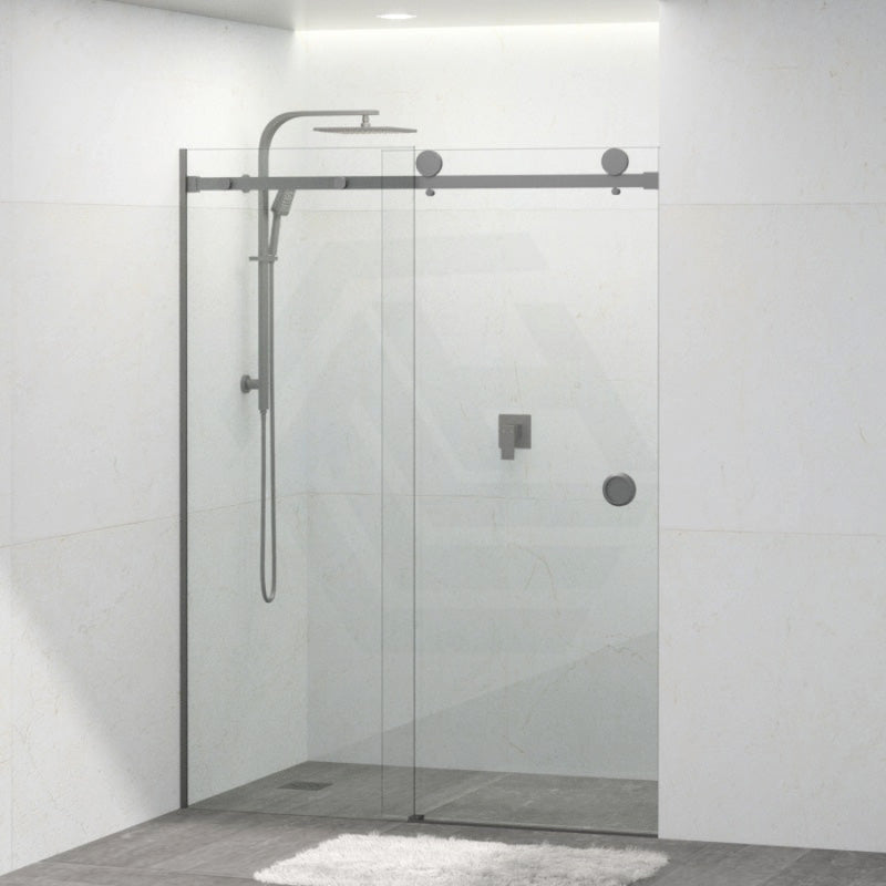 COVEY Wall To Wall Frameless Single Sliding Door Shower Screen Round Handle 870-1180mm