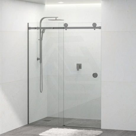 COVEY Wall To Wall Frameless Single Sliding Door Shower Screen Round Handle 870-1180mm