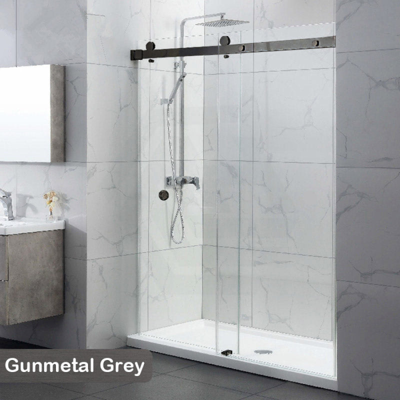 COVEY Wall To Wall Frameless Single Sliding Door Shower Screen Round Handle 870-1180mm