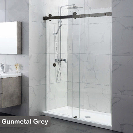 COVEY Wall To Wall Frameless Single Sliding Door Shower Screen Round Handle 870-1180mm