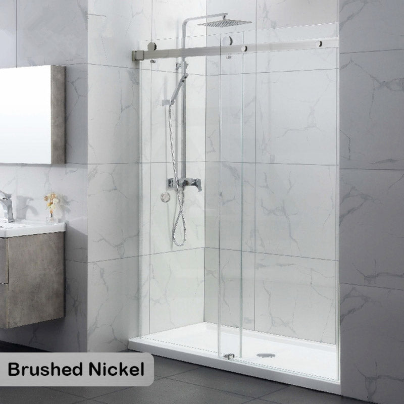 COVEY Wall To Wall Frameless Single Sliding Door Shower Screen Round Handle 870-1180mm