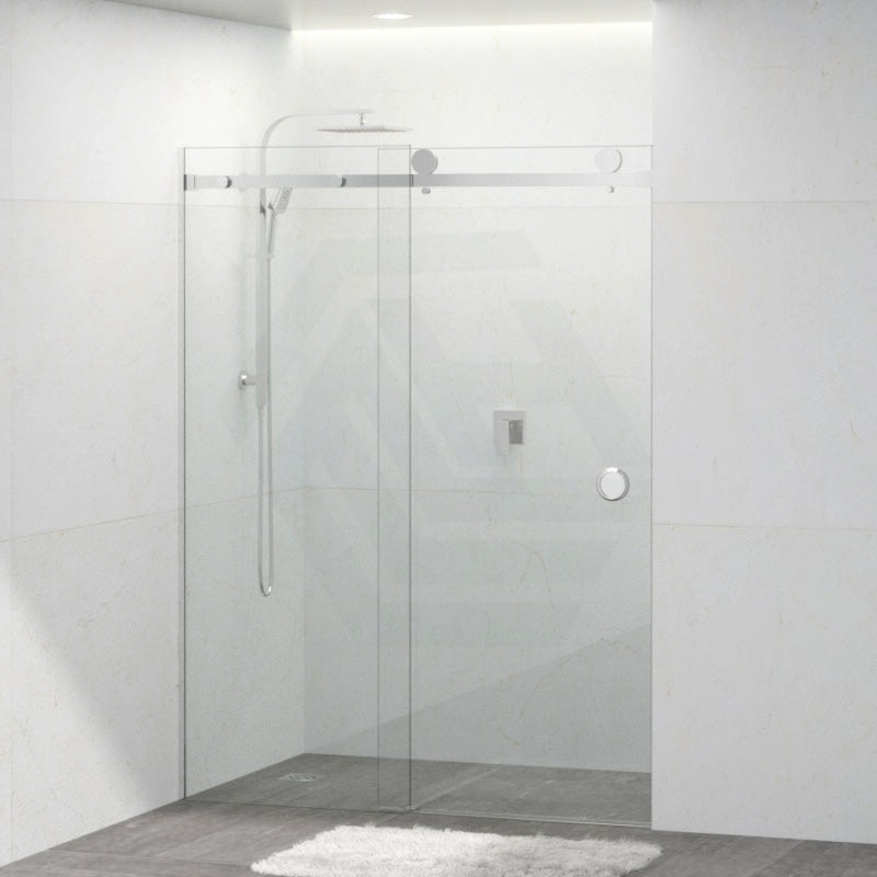 COVEY Wall To Wall Frameless Single Sliding Door Shower Screen Round Handle 870-1180mm