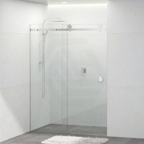 COVEY Wall To Wall Frameless Single Sliding Door Shower Screen Round Handle 870-1180mm