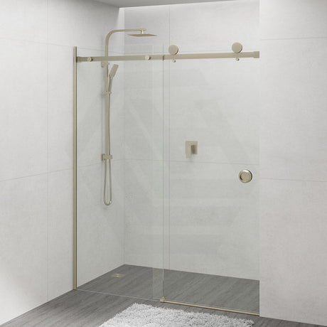 COVEY Wall To Wall Frameless Single Sliding Door Shower Screen Round Handle 870-1180mm