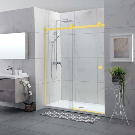 COVEY Wall To Wall Frameless Single Sliding Door Shower Screen Round Handle 870-1180mm