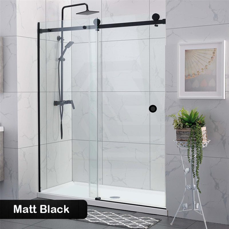 COVEY Wall To Wall Frameless Single Sliding Door Shower Screen Round Handle 870-1180mm