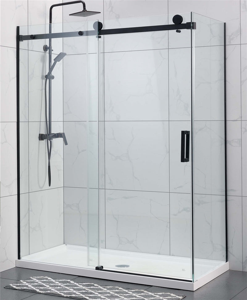 COVEY Wall To Wall Frameless Single Sliding Door Shower Screen Square Handle 1180 - 2000mm