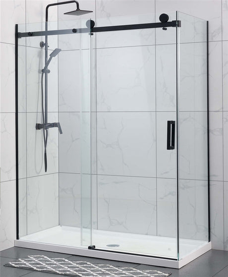 COVEY Wall To Wall Frameless Single Sliding Door Shower Screen Square Handle 1180 - 2000mm