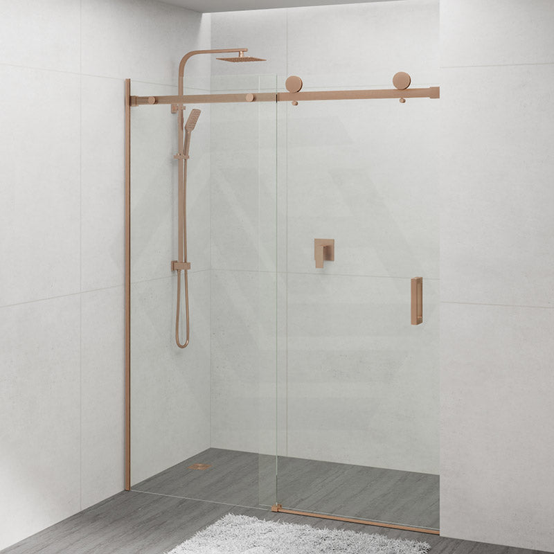 COVEY Wall To Wall Frameless Single Sliding Door Shower Screen Square Handle 1180 - 2000mm