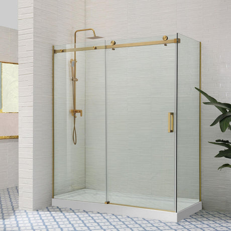 COVEY Wall To Wall Frameless Single Sliding Door Shower Screen Square Handle 1180 - 2000mm