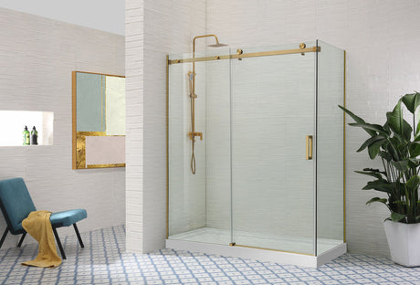 COVEY Wall To Wall Frameless Single Sliding Door Shower Screen Square Handle 1180 - 2000mm