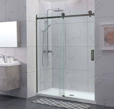 COVEY Wall To Wall Frameless Single Sliding Door Shower Screen Square Handle 1180 - 2000mm