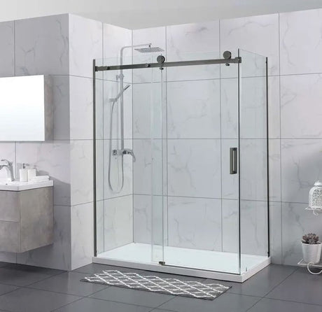 COVEY Wall To Wall Frameless Single Sliding Door Shower Screen Square Handle 1180 - 2000mm