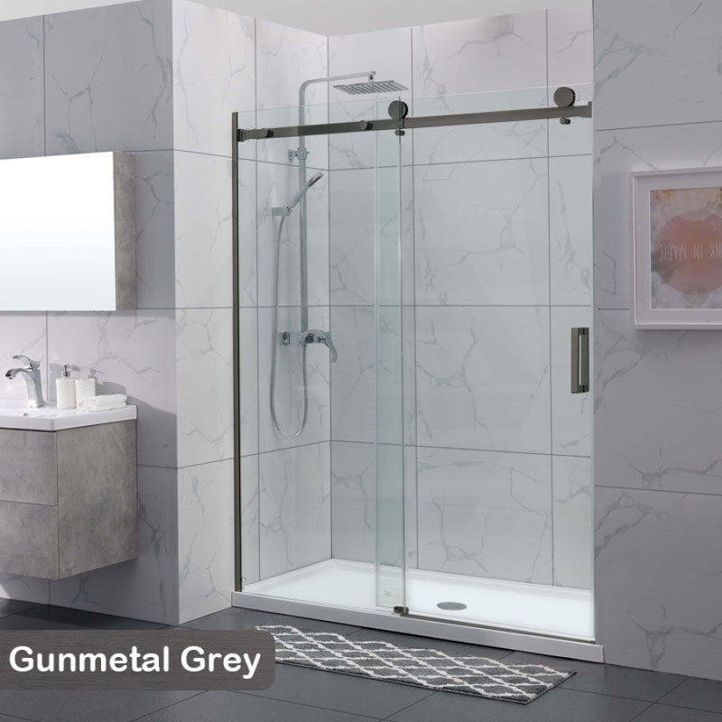 COVEY Wall To Wall Frameless Single Sliding Door Shower Screen Square Handle 1180 - 2000mm