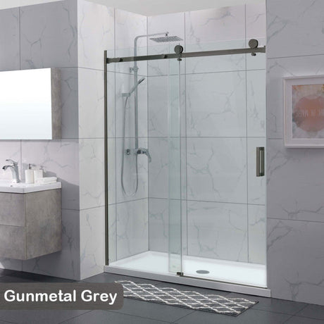 COVEY Wall To Wall Frameless Single Sliding Door Shower Screen Square Handle 1180 - 2000mm