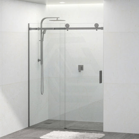 COVEY Wall To Wall Frameless Single Sliding Door Shower Screen Square Handle 1180 - 2000mm