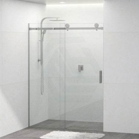 COVEY Wall To Wall Frameless Single Sliding Door Shower Screen Square Handle 1180 - 2000mm
