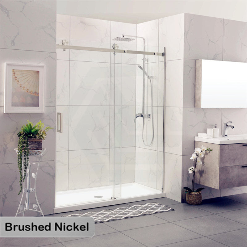 COVEY Wall To Wall Frameless Single Sliding Door Shower Screen Square Handle 1180 - 2000mm
