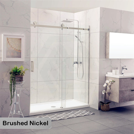 COVEY Wall To Wall Frameless Single Sliding Door Shower Screen Square Handle 1180 - 2000mm