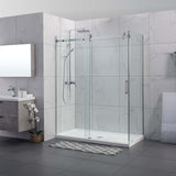 COVEY Wall To Wall Frameless Single Sliding Door Shower Screen Square Handle 1180 - 2000mm