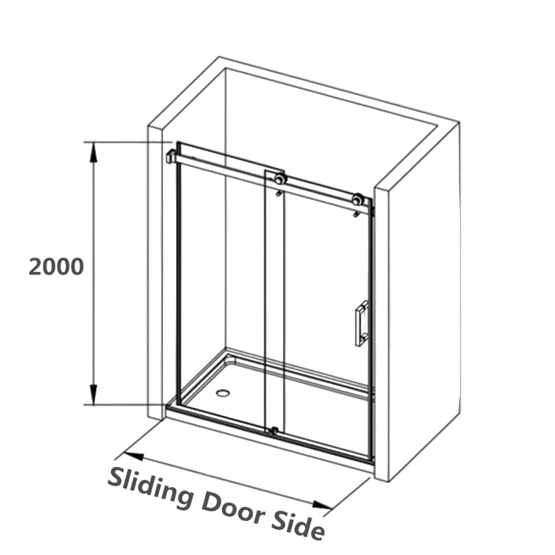 COVEY Wall To Wall Frameless Single Sliding Door Shower Screen Square Handle 1180 - 2000mm