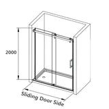 COVEY Wall To Wall Frameless Single Sliding Door Shower Screen Square Handle 1180 - 2000mm