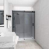 COVEY Wall To Wall Frameless Single Sliding Door Shower Screen Square Handle 1180 - 2000mm (Grey Glass)
