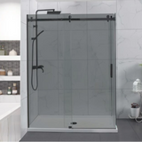 COVEY Wall To Wall Frameless Single Sliding Door Shower Screen Square Handle 1180 - 2000mm (Grey Glass)