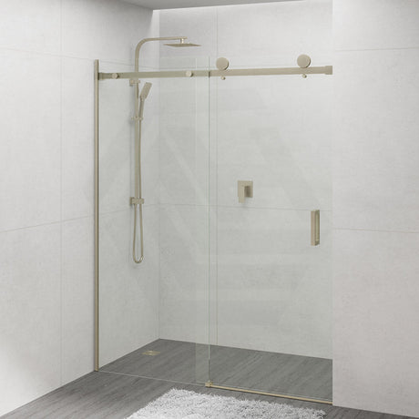 COVEY Wall To Wall Frameless Single Sliding Door Shower Screen Square Handle 1180 - 2000mm